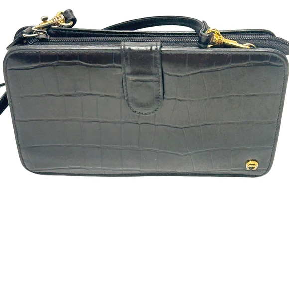 Etienne Aigner Bags Etienne Aigner Black Genuine Leather Reptile